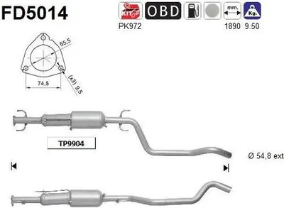 Produktbild von AS FD5014 Dieselpartikelfilter Rußpartikelfilter DPF für OPEL ZAFIRA B (A05) Abgasanlage Diesel