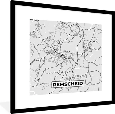 Produktbild von MuchoWow® Gerahmtes Poster Karte - Remscheid - Karte - Deutschland 40x40 cm - Poster mit Schwarzem Bilderrahmen Wandposter Rahmen Foto Bilder - Poster - Plakat im Rahmen