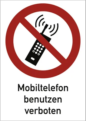 Produktbild von Dreifke® Eingeschaltete Mobiltelefone verboten ISO 7010, Kombischild, Folie, ...