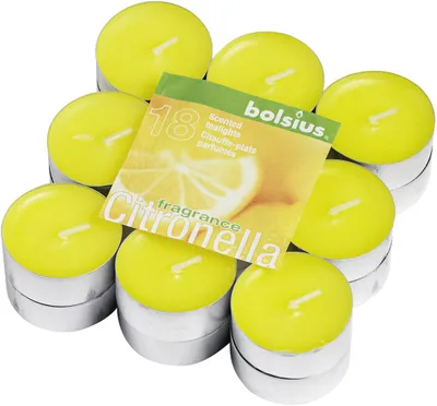 Produktbild von Bolsius Duftteelichter Citronella, Höhe 2 cm, Ø 1,8 cm, 18er Pack