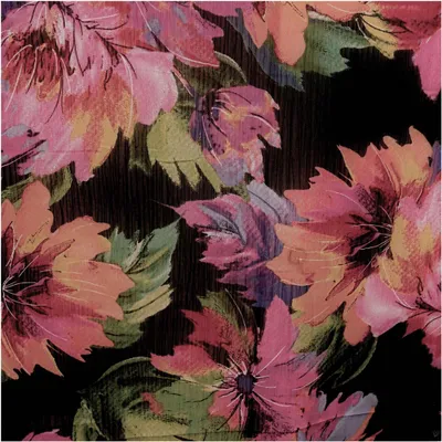 Sommer-Stoff Voile-Stoff Flowers ab 1m Crinkle-Effekt Digitaldruck Bekleidungsstoff Dekostoff