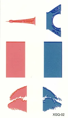 Produktbild von Temporäres Tattoo Frankreich Fan Fahnen Eiffelturm Kussmund Set Design Klebetattoo