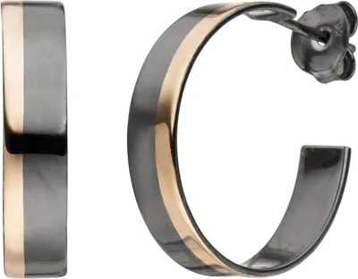Produktbild von Creolen Halbcreolen, 925 Silber schwarz rhodiniert vergoldet Ohrringe Ohrschmuck