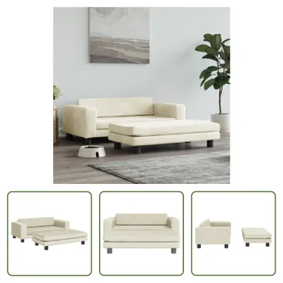 Zdjęcie produktu dla The Living Store Legowisko dla psa z przedłużeniem kremowe 100x50x30 cm aksamitne