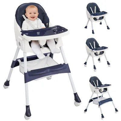 Produktbild von LEADZM Hochstuhl Baby 2-in-1 Vertehllbar und Klappbar Kinderhochstuhl mitwachsend Kindersitz Kinderstuhl mit Sicherheitsgurt ,Blau