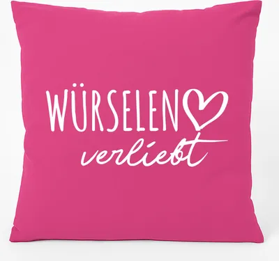 Produktbild von Huuraa Kissen Würselen verliebt 40x40cm mit Füllung Fuchsia Baumwolle Dekokissen Geschenkidee
