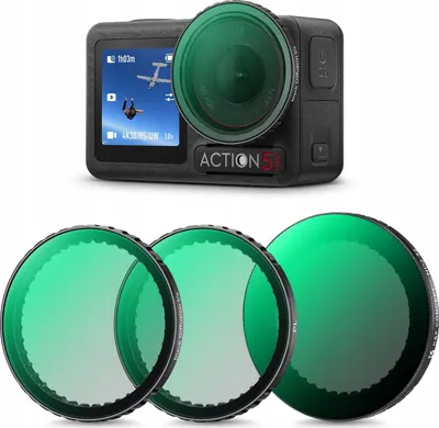 Zdjęcie produktu dla Zestaw Filtrów 3w1 PL + ND2-32 + Black Diffusion 1/4 do DJI Osmo Action 3 4 5 Pro / SKU.2360