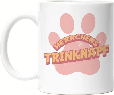 Produktbild von Herrchens Trinknapf Tasse Weiß Hund Hunde Hündin Hundeliebhaber Tierliebe Vierbeiner Hundepfote Pfote