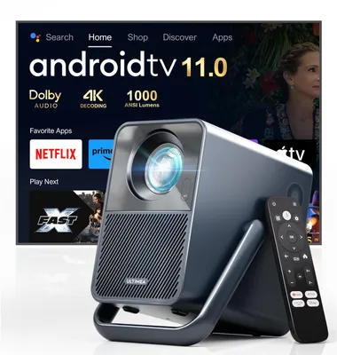 Productafbeelding van ULTIMEA Beamer met Android TV 11.0, inclusief NETFLIX, 4K home cinema beamer, 1000 ANSI lumen, Dolby Audio, handvatontwerp, Poseidon E40 Smart serie
