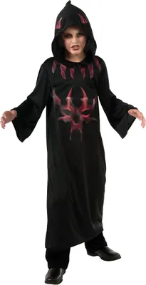 A child wearing a devil robe costume.