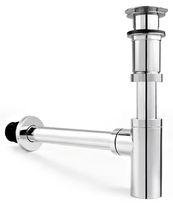 Waschbecken-Siphon 1 1/4 Zoll, Chrom, mit Pop-Up Ventil