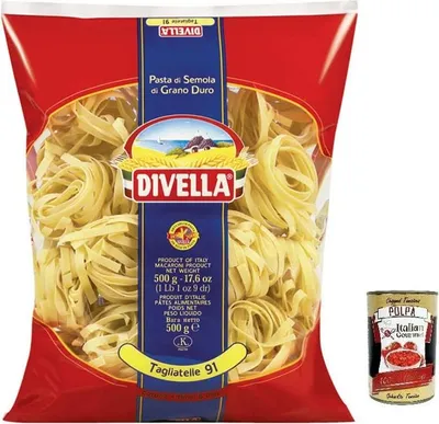 Produktbild von Divella Tagliatelle N°91 Hartweizengrieß Pasta Italienische Nudeln 500g Packung + Italian Gourmet Polpa di Pomodoro 400g Dose