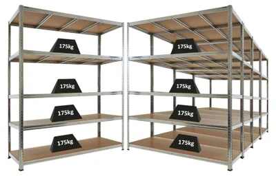 Produktbild von Mega Deal | 5x Schwerlastregal TAURUS | HxBxT 180x150x60cm | 5 Ebenen | Fachlast 175kg | Verzinkt
