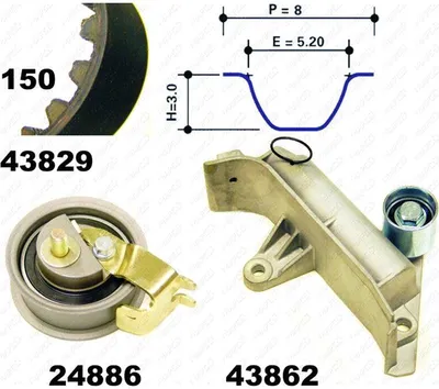 Produktbild von MAPCO 23830 Zahnriemensatz für VW Golf IV Schrägheck (1J1) 150-Zähne