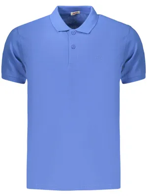 Produktbild von Blaues Kurzarm-Polo für Herren mit Stickerei und 2 Knöpfen