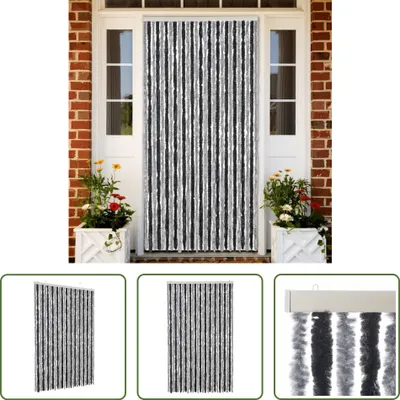 Obrázek produktu pro The Living Store Záclona Fly Curtain Grey and Black 118x220 cm Chenille