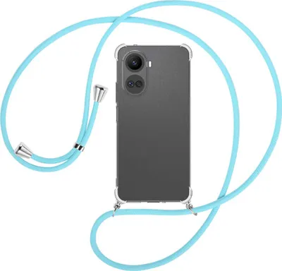 Produktbild von Handykette Backcover-Schutzhülle mit Band (Metall silberfarben) für Huawei nova 10 SE (BNE-LX1,LX3) - himmelblau