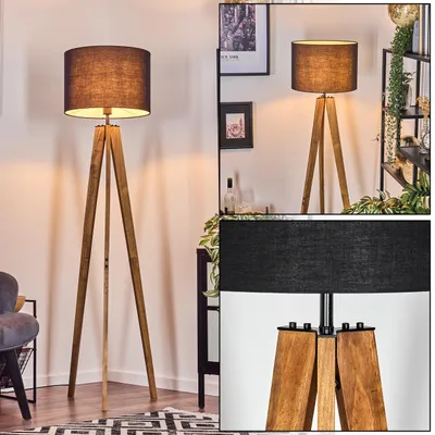 Produktbild von Schiavonea Stehlampe aus Holz/Metall/Stoff in Natur/Schwarz/Weiß