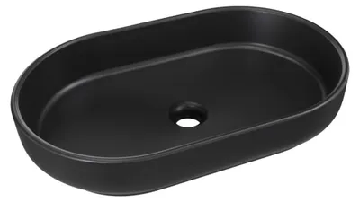 Immagine prodotto di Lavabo da appoggio ovale 55x35 cm in Vetroceramica nera opaca