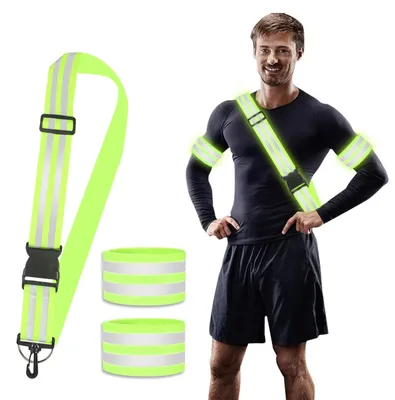 Produktbild von Reflektorband Reflektorgurt Warnband - 84 - 158 cm - Set mit 5 Teilen - Klettverschluss - Für Fahrrad, Joggen und Wandern