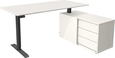 Produktbild von Kerkmann Schreibtisch Sitz- /Stehtisch Move 1 anthrazit mit Sideboard weiß