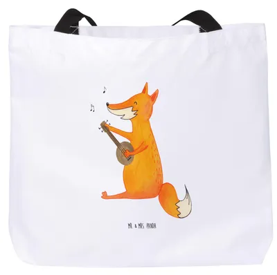 Produktbild von Mr. & Mrs. Panda Tote Bag Fuchs Gitarre - Weiß - Geschenk, Optimistisch, Reisetasche, Tasche, Statement-Tasche, Strandtasche, Einkaufstasche, Musiker, Musik, Füchse