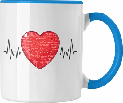 Produktbild von Trendation - Mathe Herzschlag Tasse Geschenk für Mathe Lehrer Lehrerin Mathestudent Physiker (Blau)