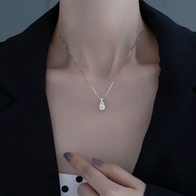 Produktbild von Halskette für Damen, X-Form, künstlicher Moissanit-Schmuck, glänzende Halskette im koreanischen Stil für den täglichen Gebrauch, Hochzeit, Party, Bankett