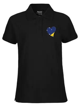 Produktbild von Huuraa Damen Polo Shirt Tokelau Flagge Herz XXL Black Bio Baumwolle Fairtrade Poloshirt Geschenkidee