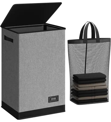 Image de SolidKeus - Panier à linge pliable avec couvercle, 90 litres