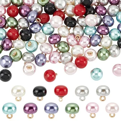 88 Perlenknöpfe 11 Farben 10mm mit Schaft für DIY Nähen