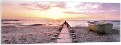 Produktbild von Bilder auf glas - Einteilig - Boot Strand Himmel - 160x50cm - Glasbilder - Wandbilder - Bilder - zum Aufhängen bereit - Wanddekoration aus Glas - Glas Bilder - Wandbild auf Glas - GAB160x50-5064