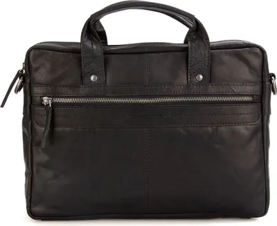 Produktbild von SPIKES & SPARROW Leder Businesstasche Schultertasche mit Laptopfach Bronco Briefcase Black schwarz