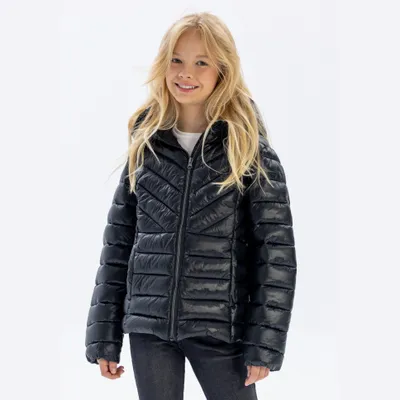 Produktbild von Minoti Steppjacke wattiert Kapuze Schwarz Gr. 92 für Mädchen