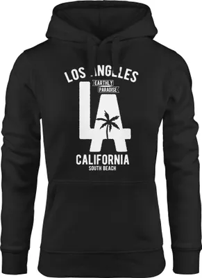 Produktbild von Hoodie Damen Los Angeles California LA Palme Sweatshirt Kapuze Hoody Neverless® schwarz XL