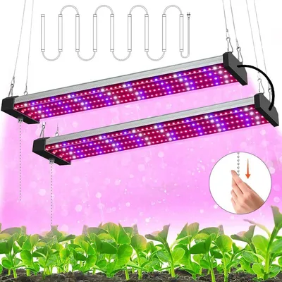 Productafbeelding van 2 stuks LED plantlamp, 50 cm – Volledig spectrum groeilamp met trekschakelaar