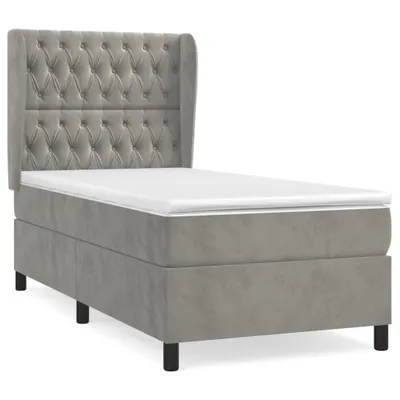 Produktbild von vidaXL Boxspringbett mit Matratze Hellgrau 100x200 cm Samt
