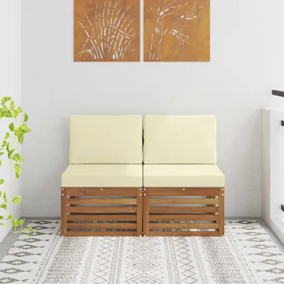 Produktbild von "SALE 2026"2 Stück Outdoor Mittelsofa/Couchgarnitur - CLORIS - Outdoor-Möbel - für Garten/Terrasse - Massivholz Akazie Natur - Gartensofas NeuMöbel988781