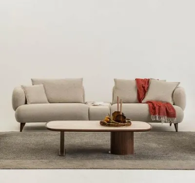 Immagine prodotto di Divano a tre posti, stile moderno, colore beige, imbottitura morbida, design elegante
