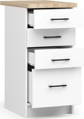 Immagine prodotto di Mobile da cucina BDW, mobile da cucina con piano di lavoro, anta, cassetto, bianco