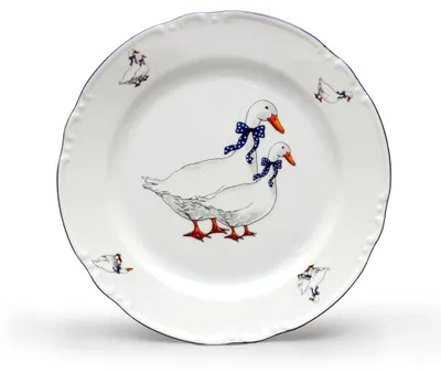 Produktbild von Thun 1794 Flacher Teller, Gänse, 24 cm, Tschechisches Porzellan, Konstanz, Thun