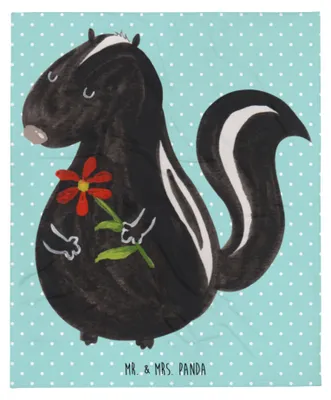 Produktbild von Mr. & Mrs. Panda Tagesdecke Stinktier Blume - Türkis Pastell - Geschenk, Decke, Träume, Dreams, Skunk, Wildtier, Raubtier, Warme, Bettdecke, Kuscheldecke, Bettüberwurf