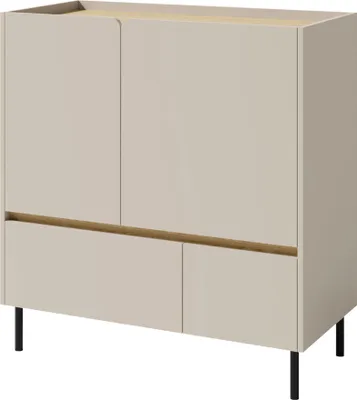 Produktbild von MIRJAN24 Kommode Luca 09 mit zwei Drehtüren und zwei Schubladen (Farbe: Sandbeige / Sandbeige + Geölte Eiche)