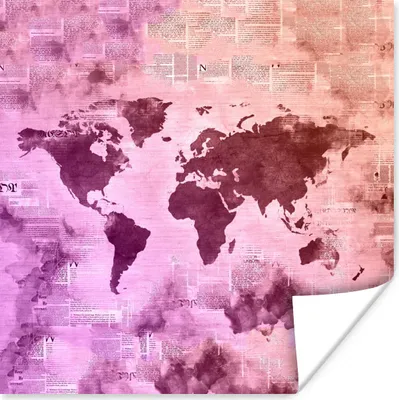 Produktbild von MuchoWow® Poster Weltkarte - Rauchen - Zeitungen 30x30 cm - Wandposter - Printing