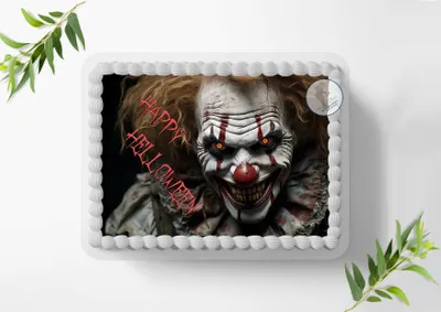 Produktbild von Für die Halloween Torte, Zuckerbild mit dem Motiv: Böser Clown, Essbares Foto für Torten, Fondant, Tortenaufleger Ø 20cm, 1658z