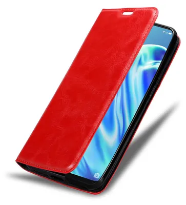 Immagine prodotto di Cadorabo Custodia per Oppo A91 Custodia protettiva in rosso Custodia per cellulare Custodia Cover Chiusura magnetica