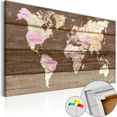 Produktbild von Vliesstoff Korkbild - Wooden World 120x80 cm Karten k-B-0015-p-b