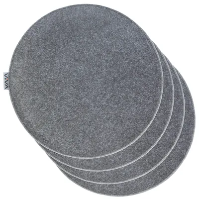 Sitzkissen-Set, 4 Stück, Filz, rund, 35x35x2 cm, dunkelgrau
