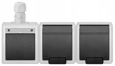 Image de AQUANT 2K Ensemble Prise Double en Saillie + Va-et-vient IP65 Gris