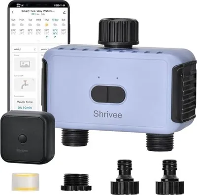 Produktbild von Bewässerungscomputer WLAN 2 Ausgänge, Gartenwässerung Timer, automatische Steuerung App/Sprachsteuerung, Gewächshaus